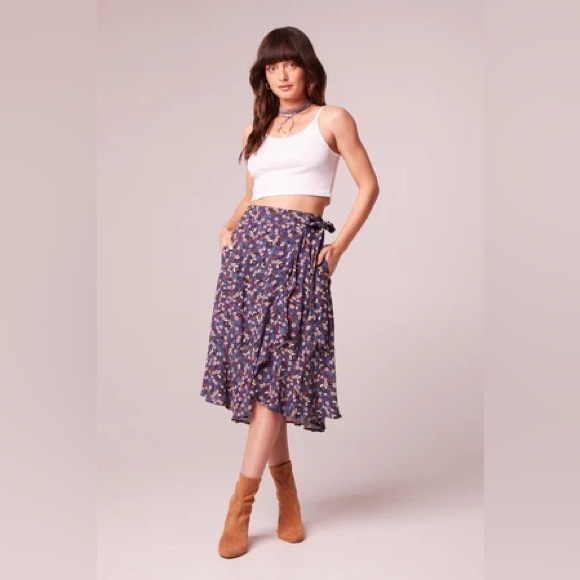 NWT Band Of The Free LINAELLE PURPLE FLORAL WRAP SKIRT Bohemian Ruffled Skirt - Picture 1 of 6